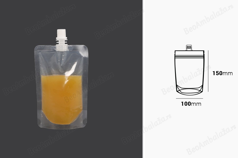 Providna DoyPack kesica za tečnost od 200ml sa belim plastičnim zatvaračem – 100 kom-dimenzije_slike