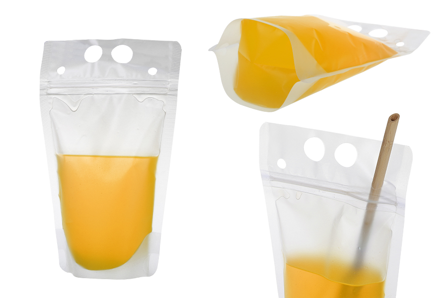 Providna DoyPack kesica sa zip zatvaranjem od 350ml, sa otvorima za prste i rupicama za slamčicu – 50 kom Providna DoyPack kesica sa zip zatvaranjem od 350ml, sa otvorima za prste i rupicama za slamčicu – 50 kom