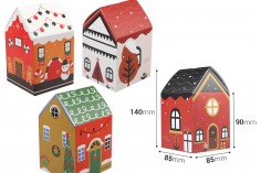 Božićna kartonska poklon kutijica 85x85x140 mm u obliku kućice - 10 kom