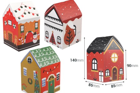 Božićna kartonska poklon kutijica 85x85x140 mm u obliku kućice - 10 kom-dimenzije_slike