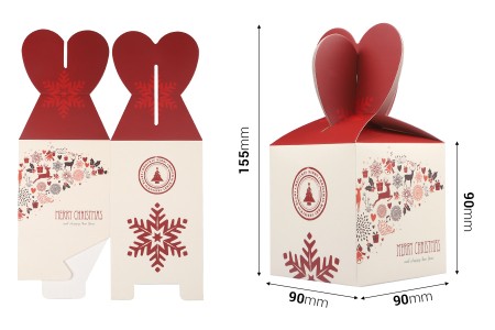 Božićna kartonska poklon kutijica 90x90x155 mm - 10 kom-dimenzije_slike