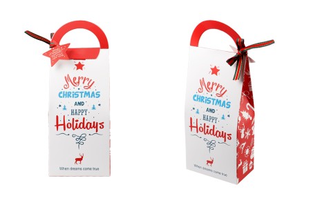 Božićna kartonska poklon kesica 105x60x275 mm sa drškom, trakom i karticom  - 10 kom-slika_proizvoda