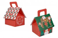 Božićna poklon kutijica sa drškom 120x100x140 mm raznih boja - 25 kom
