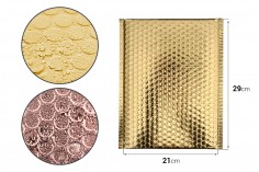 Koverta sa pucketavom folijom 21x29cm, u sjajno zlatnoj ili roze boji - 10 kom