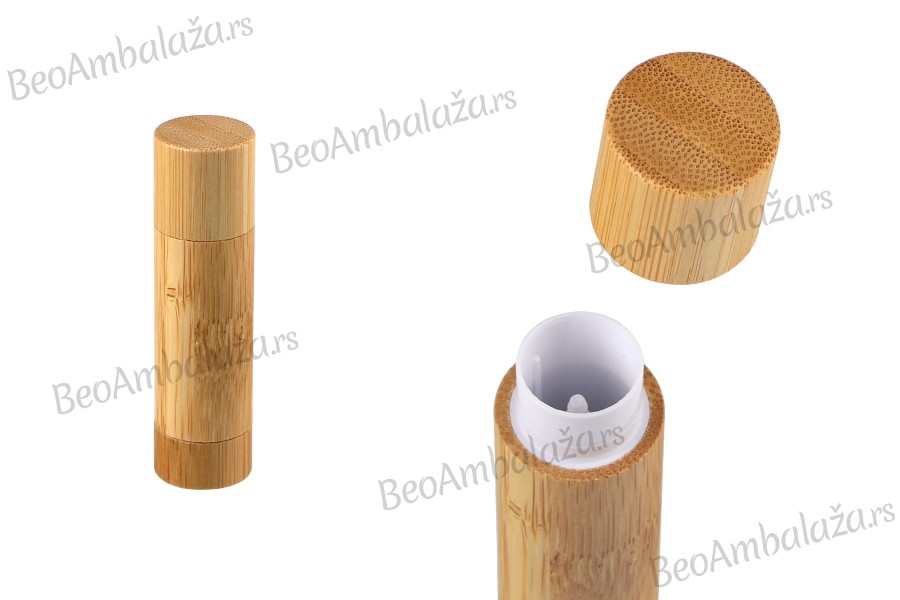 Tubica za karmin ili balzam za usne od bambusa (plastična unutrašnjost) - 6 kom
