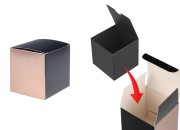 Kartonska kutija 68x68x70 mm u mat crnoj - roze zlatnoj boji sa unutrašnjim kartonskim uloškom - 20 kom Kartonska kutija 68x68x70 mm u mat crnoj - roze zlatnoj boji sa unutrašnjim kartonskim uloškom - 20 kom