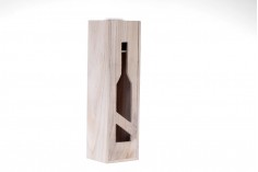 Drvena kutija za boce sa vinom 700/750mL sa kliznim zatvaračem i ručkom - 100x100x350 mm