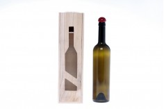 Drvena kutija za boce sa vinom 700/750 ml sa zatvaračem koji se otvara i zatvara i konopcem kao ručkom – 100x100x350 mm
