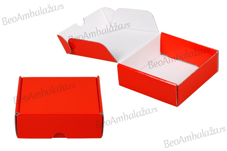 Kartonska kutija 145x135x50mm bez prozora, u sjajno crvenoj boji - 20 kom