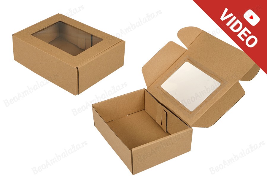 Kutija za pakovanje 220x160x70 mm od kraft papira sa prozorom – 20 kom-slika_proizvoda