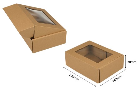 Kutija za pakovanje 220x160x70 mm od kraft papira sa prozorom – 20 kom-2