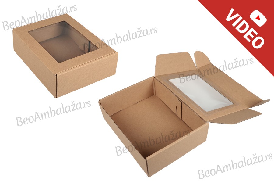 Kraft kutija 240x180x70 mm za pakovanje sa prozorom – 20 kom