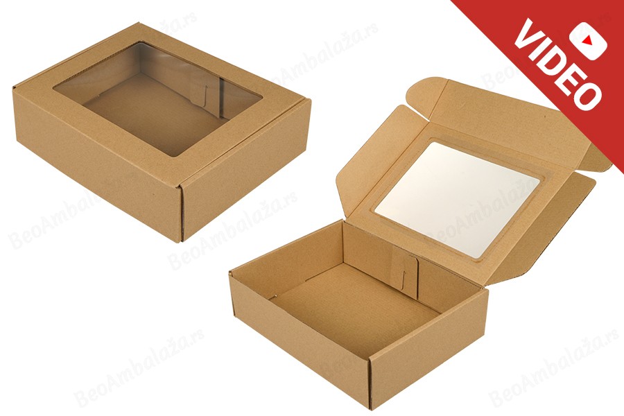 Kutija za pakovanje 260x200x70 mm od kraft papira sa prozorom – 20 kom-slika_proizvoda