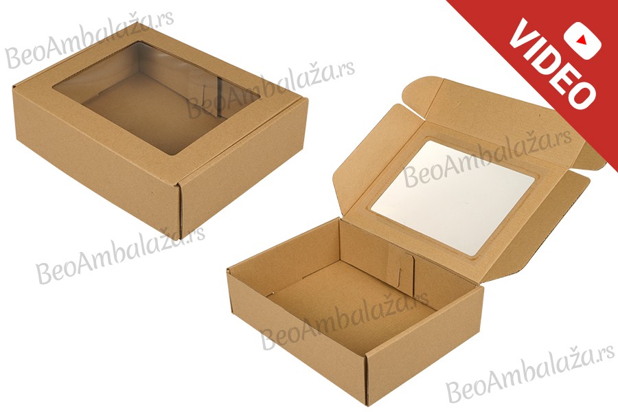 Kutija za pakovanje 260x200x70 mm od kraft papira sa prozorom – 20 kom
