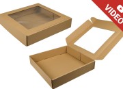Kutija za pakovanje 400x400x80 mm od kraft papira sa prozorom – 20 kom