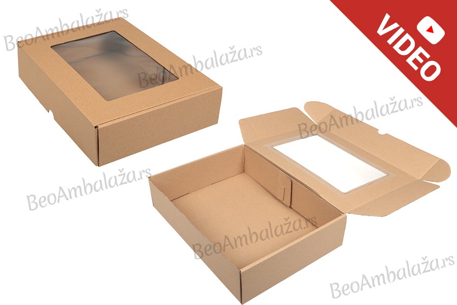 Kraft kutija 350x250x80 mm za pakovanje sa prozorom – 20 kom Kraft kutija 350x250x80 mm za pakovanje sa prozorom – 20 kom