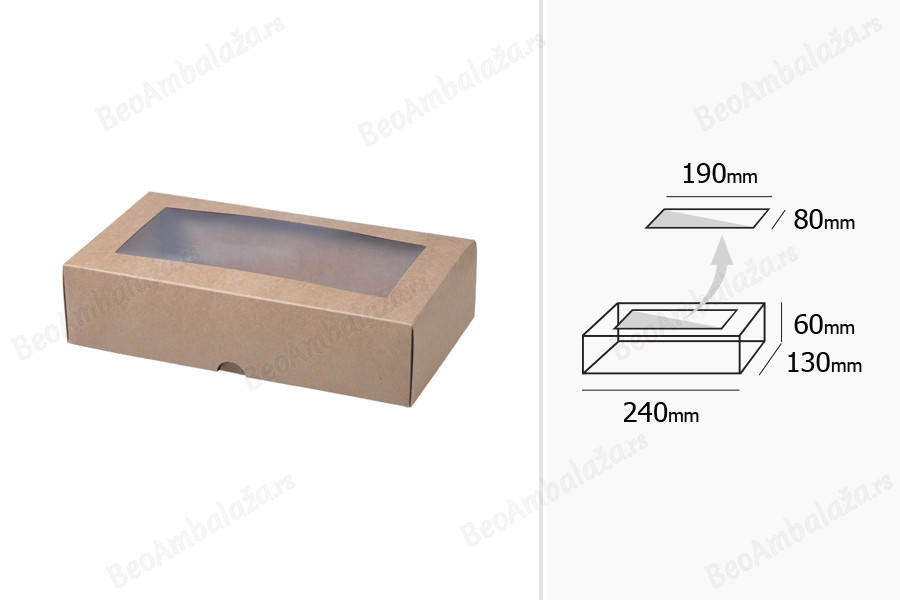 Kutija od kraft papira 240x130x60mm sa prozorom - 12 kom-grupa_slika