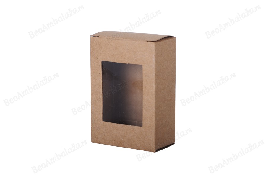 Kartonska kraft kutija za sapun 80x55x30mm, sa prozorom - 50 kom-slika_proizvoda