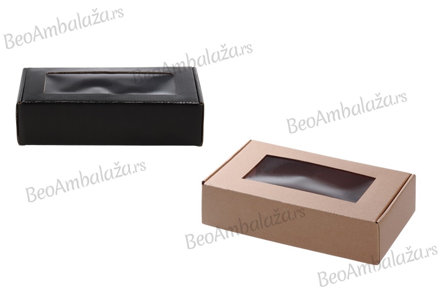 Kutija za ambalažu od kraft papira sa prozorom 240x130x60 mm – 20 kom