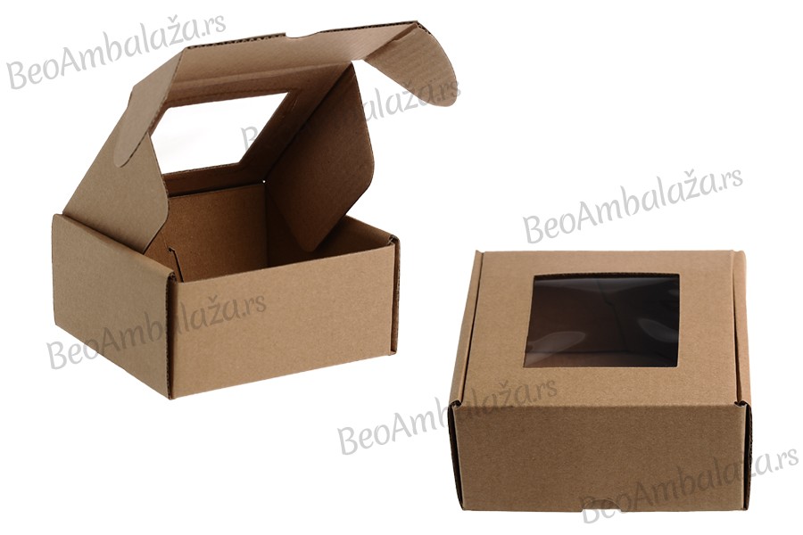 Kutija za pakovanje od kraft papira sa prozorom 130x120x60 mm – Pakovanje – 20 kom