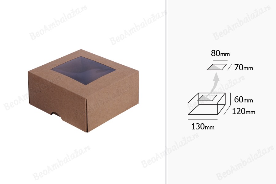 Kutija 130x120x60 mm od kraft papira sa prozorom- 20kom-dimenzije_slike