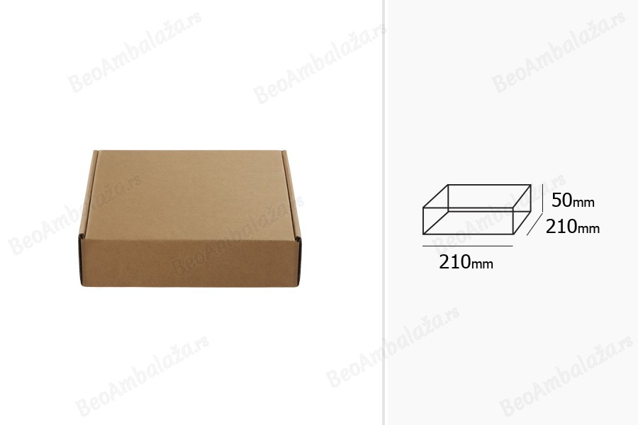Kutija od kraft papira 210x210x50mm - 20 kom-dimenzije_slike
