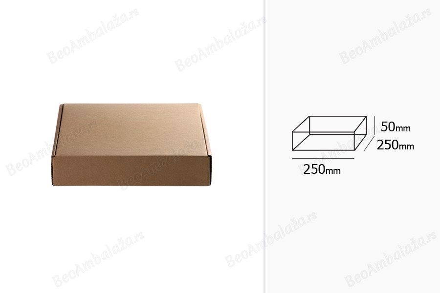 Kutija od kraft papira 250x250x50mm - 20 kom-dimenzije_slike