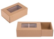 Kutija na izvlačenje od kraft papira 185x120x65mm sa prozorom - 50 kom Kutija na izvlačenje od kraft papira 185x120x65mm sa prozorom - 50 kom