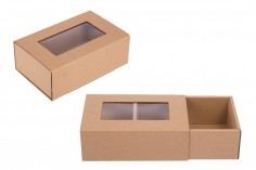 Kutija na izvlačenje od kraft papira 185x120x65mm sa prozorom - 20 kom