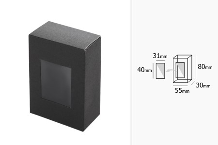 Crna kartonska kutija 55x30x80mm sa prozorom - 50 kom-2
