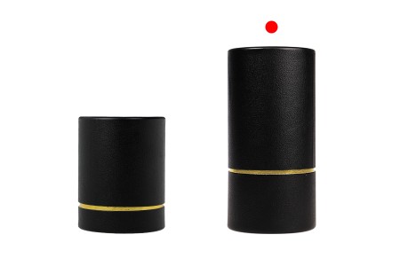 Cilindrična crna kartonska kutijica sa zlatnim detaljem 155x74mm za bočice-grupa_slika