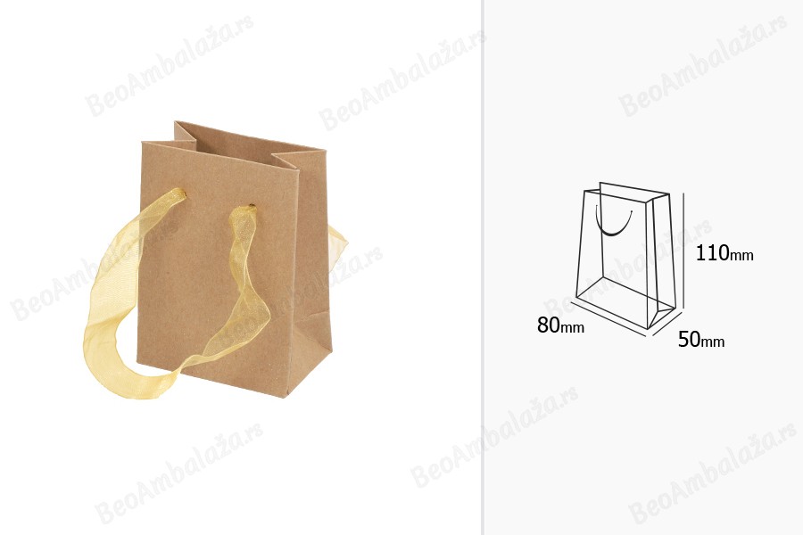 Papirna kraft kesa 80x50x110mm sa trakom - 20 kom-dimenzije_slike