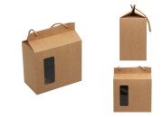 Kutija - paket za pakovanje 180x100x210mm od Kraft papira sa prozorom i ručkom od kanapa - 20 kom