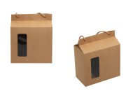 Kutija - paket za pakovanje 180x100x210mm od Kraft papira sa prozorom i ručkom od kanapa - 20 kom