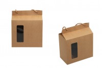 Kutija - paket za pakovanje 180x100x210mm od Kraft papira sa prozorom i ručkom od kanapa - 20 kom