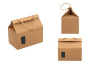 Kutija - paket za pakovanje 200x120x180mm od Kraft papira sa prozorom i ručkom od kanapa - 20 kom Kutija - paket za pakovanje 200x120x180mm od Kraft papira sa prozorom i ručkom od kanapa - 20 kom