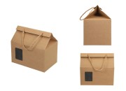 Kutija - paket za pakovanje 220x140x190mm od Kraft papira sa prozorom i ručkom od kanapa - 20 kom Kutija - paket za pakovanje 220x140x190mm od Kraft papira sa prozorom i ručkom od kanapa - 20 kom