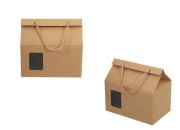 Kutija - paket za pakovanje 220x140x190mm od Kraft papira sa prozorom i ručkom od kanapa - 20 kom Kutija - paket za pakovanje 220x140x190mm od Kraft papira sa prozorom i ručkom od kanapa - 20 kom