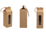 Kutija - paket za pakovanje 80x80x250mm od Kraft papira sa prozorom i ručkom od kanapa - 20 kom Kutija - paket za pakovanje 80x80x250mm od Kraft papira sa prozorom i ručkom od kanapa - 20 kom