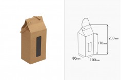 Kartonska kutija- torbica kraft sa prozorom i ručkicom 100x80x230mm– 20 komada