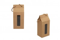 Kutija - paket za pakovanje 100x80x230mm od Kraft papira sa prozorom i ručkom od kanapa - 20 kom