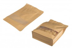 Kraft DoyPack kesice 180x80x280 mm sa zip zatvaranjem, prozorom, unutrašnjom i spoljašnjom providnom oblogom i mogućnošću termo zatvaranja  - 50 kom