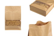 Kraft DoyPack kesice 180x80x280 mm sa zip zatvaranjem, prozorom, unutrašnjom i spoljašnjom providnom oblogom i mogućnošću termo zatvaranja  - 50 kom