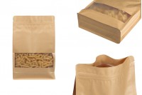 Kraft DoyPack kesice 180x80x280 mm sa zip zatvaranjem, prozorom, unutrašnjom i spoljašnjom providnom oblogom i mogućnošću termo zatvaranja  - 50 kom