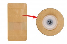 Kraft Doy Pack kesice sa "zip" zatvaranjem, ventilom, prozorom, unutrašnjom i spoljašnjom providnom oblogom i mogućnost termo zatvaranja 100x60x200 mm - 25 kom