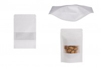 Kraft DoyPack kesice u beloj boji sa zip zatvaranjem, prozorom, ovalnim dnom i sa mogućnošću termo zatvaranja 90x30x140mm - 100kom