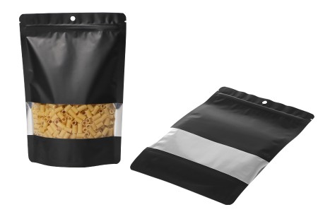 Crna aluminijumska DoyPack  180x40x260 mm kesica sa zip zatvaranjem, prozorom, ovalnim dnom i sa mogućnošću termo lepljenja - 100kom-grupa_slika