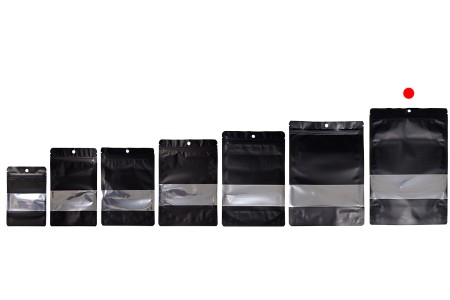 Aluminijumske DoyPack kesice sa zip zatvaranjem, prozorom, ovalnim dnom i sa mogućnošću termo lepljenja 200x50x300mm - 100kom-grupa_slika