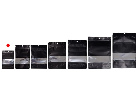Aluminijumske DoyPack kesice sa zip zatvaranjem, prozorom, ovalnim dnom i sa mogućnošću termo lepljenja 100x30x150mm - 100kom-grupa_slika