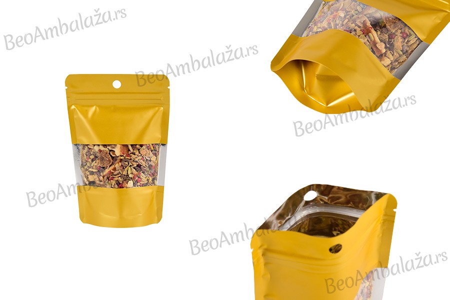Uzorci - Aluminijumske DOYPACK kesice u zlatnoj boji sa prozorom